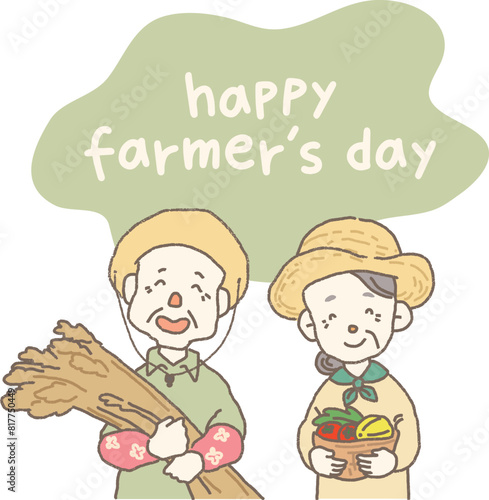 illustration of elderly farmer couple