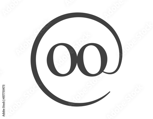OO logo from two letter with circle shape email sign style. O and O round logotype of business company