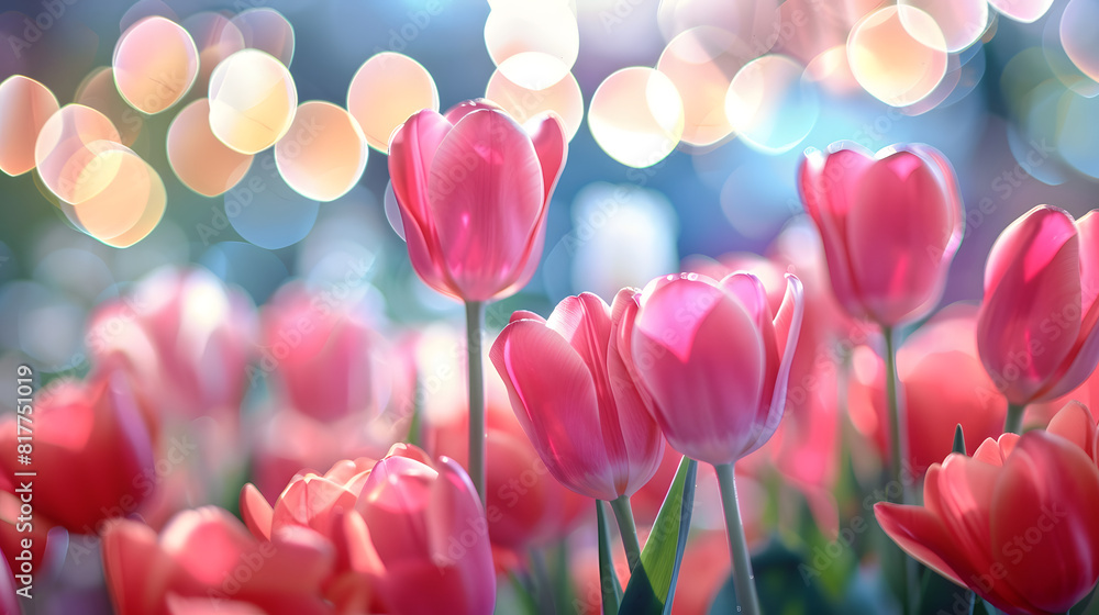 vibrant pink tulips with bokeh. Vibrant pink tulips bloom with a beautiful bokeh effect in the background.. vibrant pink tulips with bokeh. Vibrant pink tulips bloom with a beautiful bokeh effect in the background..
