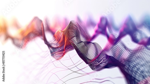 Sound frequency icon showing a detailed soundwave, selective focus on audio visualization, theme of acoustic engineering, dynamic, Multilayer, technical white background photo