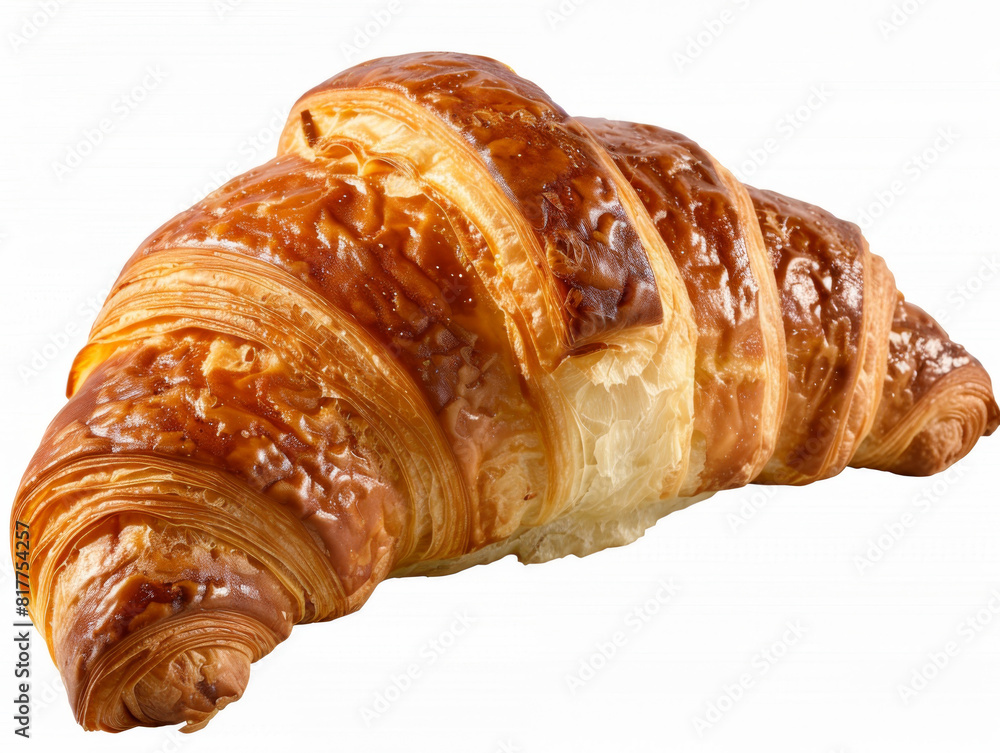 A croissant is sitting on a white background