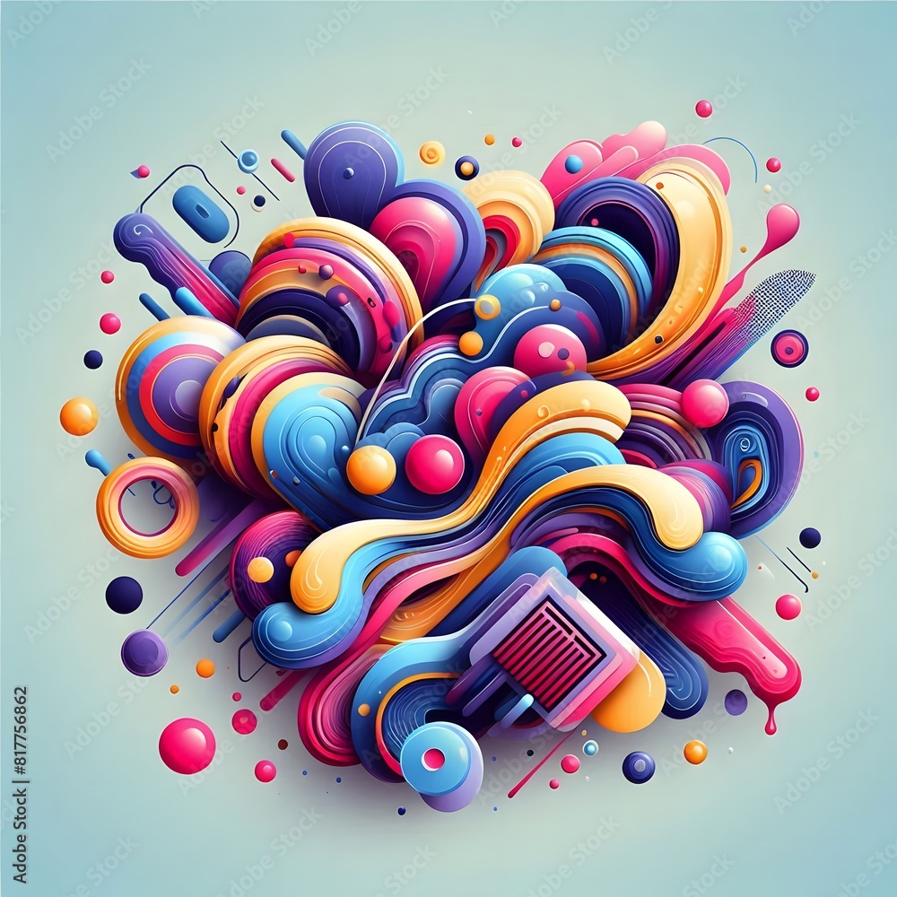 AI Generate of Colorful Fluid Liquid Shapes as Abstract Decoration or Abstract Banner AI Generate of Colorful Fluid Liquid Shapes as Abstract Decoration or Abstract Banner