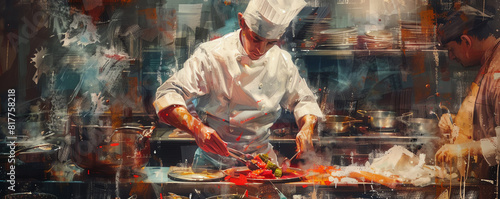 Illustrate the revolutionizing AI breakthroughs in the culinary world through unexpected camera angles #817758218
