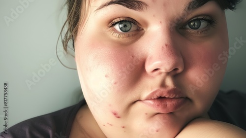 fat woman with pimples photo