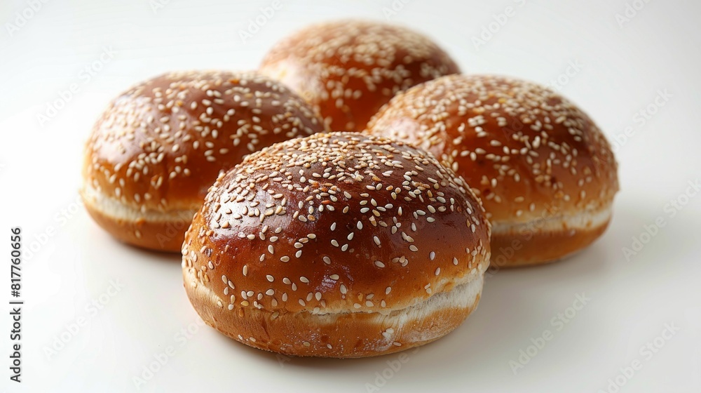 Shiny Burger Buns on White Background. Generative ai Shiny Burger Buns on White Background. Generative ai