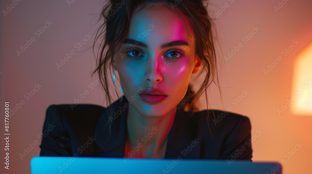 a beautiful business woman looking at the camera a beautiful business woman looking at the camera