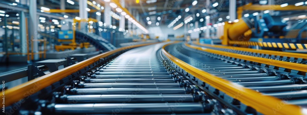 conveyor with car spare parts. selective focus conveyor with car spare parts. selective focus