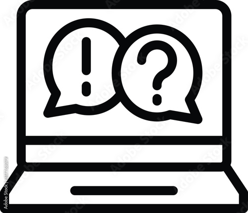 FAQ website icon outline vector. Online info forum. Digital problem solving page