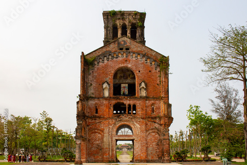 Old Bell Tower Of La Vang Church Remaining After Vietnam War In Hai Lang, Quang Tri, Vietnam. This Place Is One Of The Famous Pilgrimage Places Of The Catholics In Vietnam.