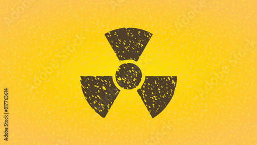 Yellow screen background with damaged radiation symbol