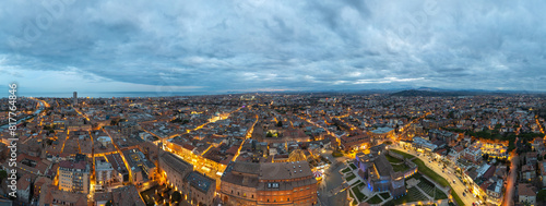 Aerial view of Rimini at night in the Christmas period