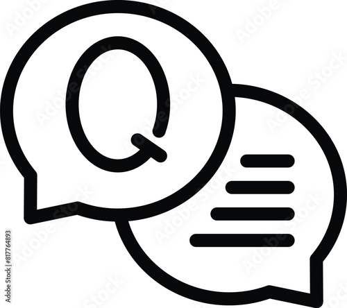 Common support questions icon outline vector. FAQ portal. Digital customer assistance chat