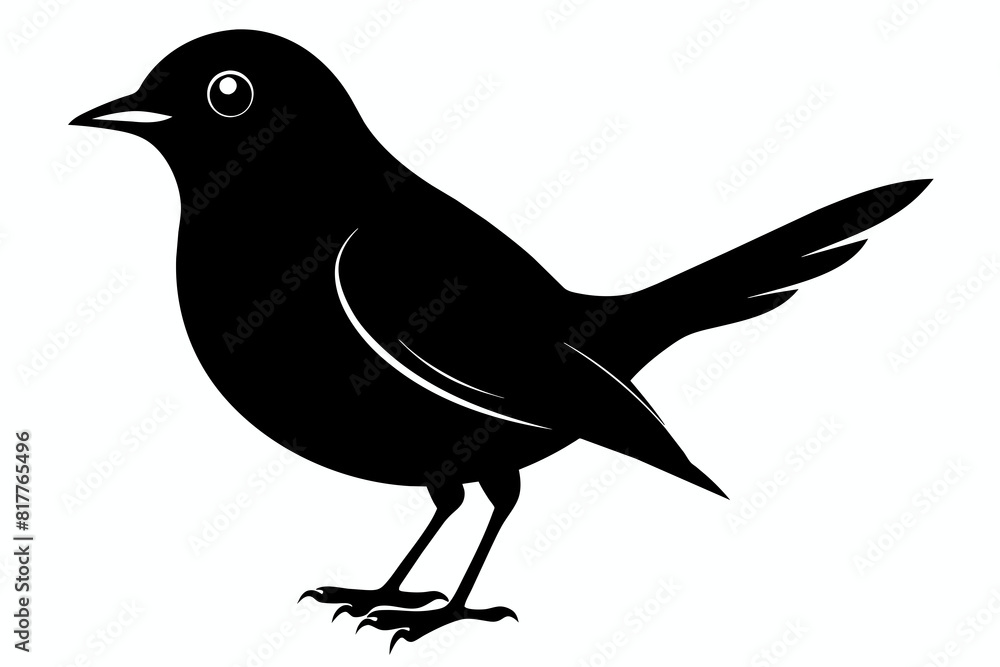 Fototapeta premium A catbird silhouette black vector artwork illustration 