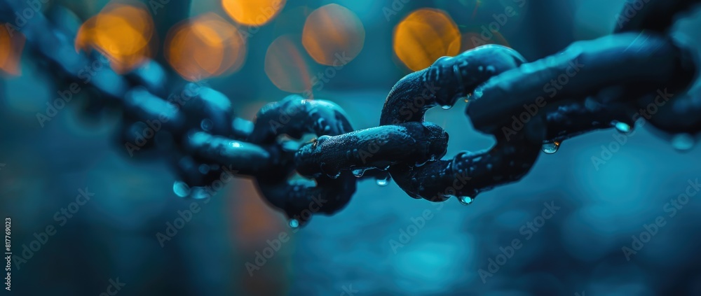 Shiny chain with water droplets Shiny chain with water droplets