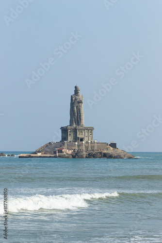 Photography Beautiful Statue of Tamil Poet and Philosopher Thiruvalluvar, built in sea of 41meter Tall, Kanyakumari, Tamil Nadu, India