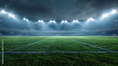 a large and empty sports stadium at night