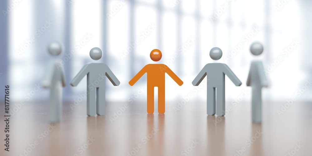 Unique person standing out from the crowd. Exceptionality, uniqueness and being different concept Unique person standing out from the crowd. Exceptionality, uniqueness and being different concept