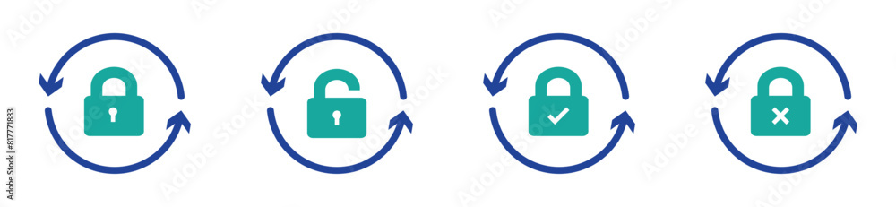 Lock icon collection. Locked and unlocked black line icon set. Flat security symbol. Vector illustration. eps 10. vector. collection. blue. Lock icon collection. Locked and unlocked black line icon set. Flat security symbol. Vector illustration. eps 10. vector. collection. blue.
