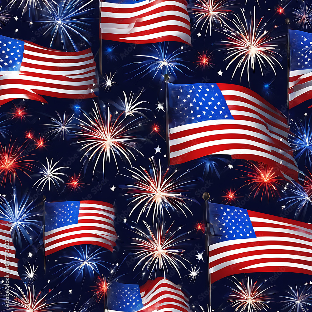 USA Patriotic illustration with American symbols. Image in color and pattern of the national flag USA Patriotic illustration with American symbols. Image in color and pattern of the national flag