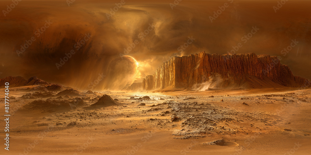 Fototapeta premium Extreme storm on al alien Planet 8K VR 360 Spherical