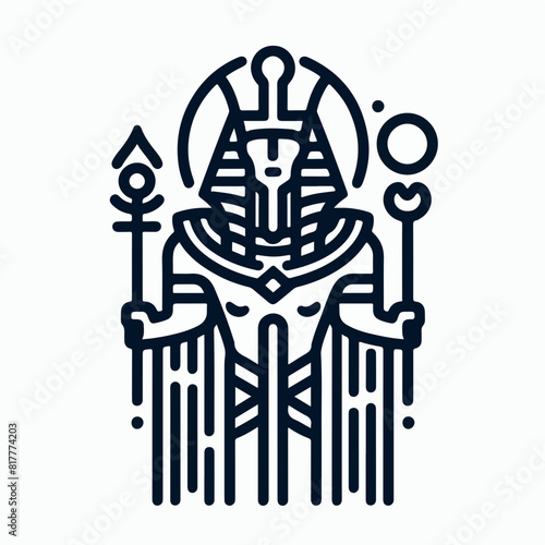 Vector of Osiris isolated on white. He was son of Ra, lord of the dead and rebirth, god of fertility, agriculture, afterlife in ancient Egypt.