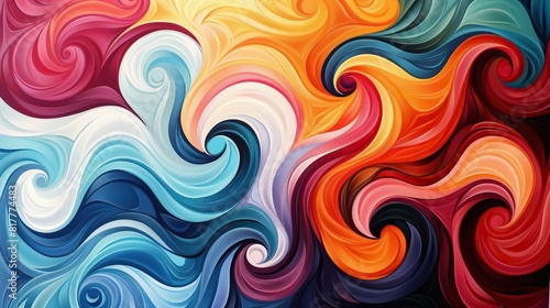 Playful swirls of colorful abstract shapes