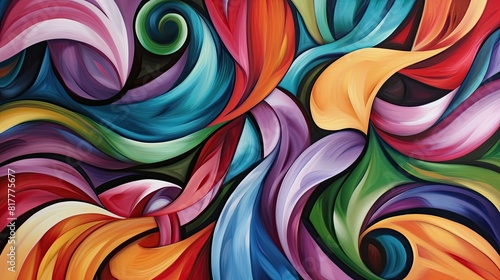 Playful swirls of colorful abstract shapes