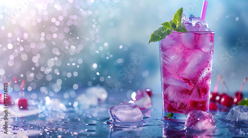 Refreshing Summer Drink with Ice Cubes