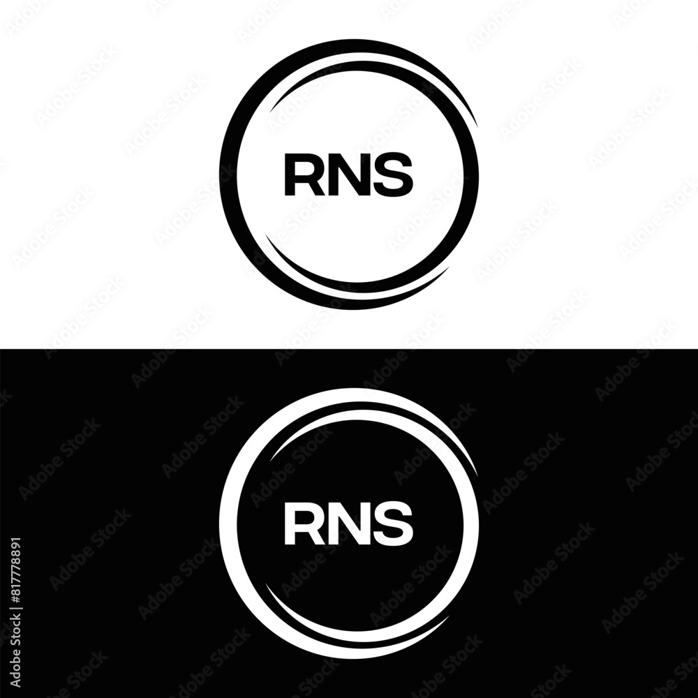 RNS logo. R N S design. White RNS letter. RNS, R N S letter logo design. R N S letter logo design in FIVE, FOUR, THREE, style. letter logo set in one artboard. R N S letter logo vector design.