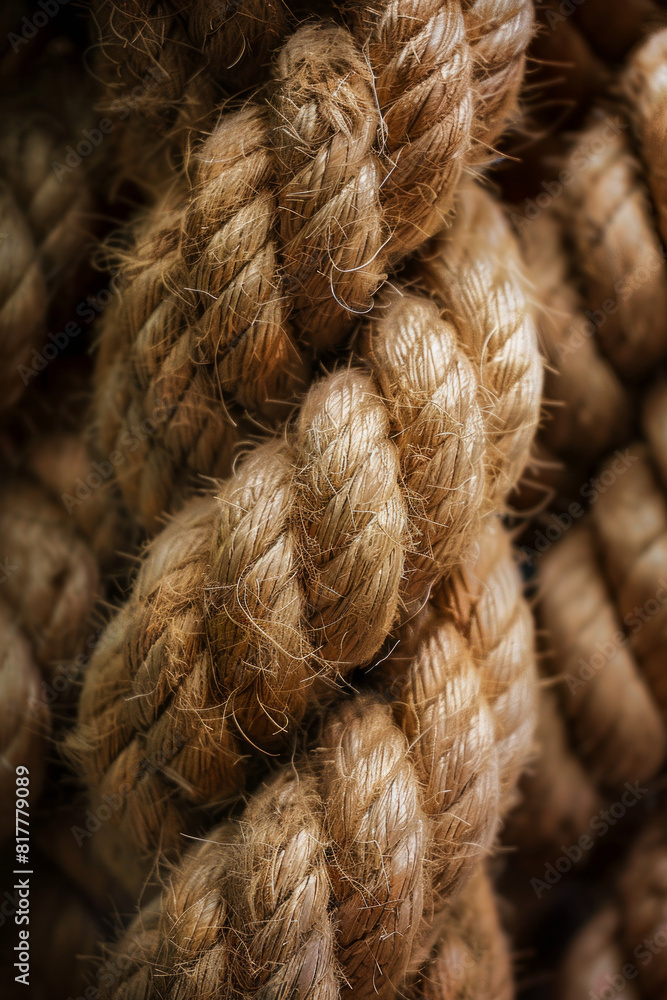 Close-up of a piece of rope, showcasing its twisted texture and natural fibers. Close-up of a piece of rope, showcasing its twisted texture and natural fibers.