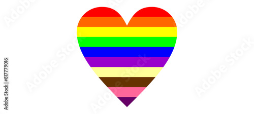 Heart symbol - Rainbow heart sticker Pride Banner. Happy Pride Month Vector Illustration. 