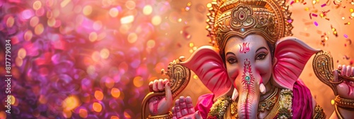 Colorful ganesh chaturthi processions showcasing ornate idols and traditional attire photo