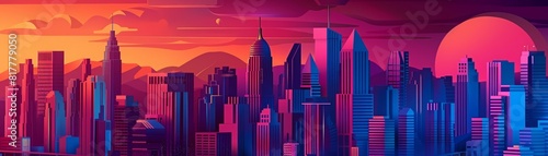 Paper art style of a cyberpunk cityscape  highlighted in vibrant synth wave styles  illustration template