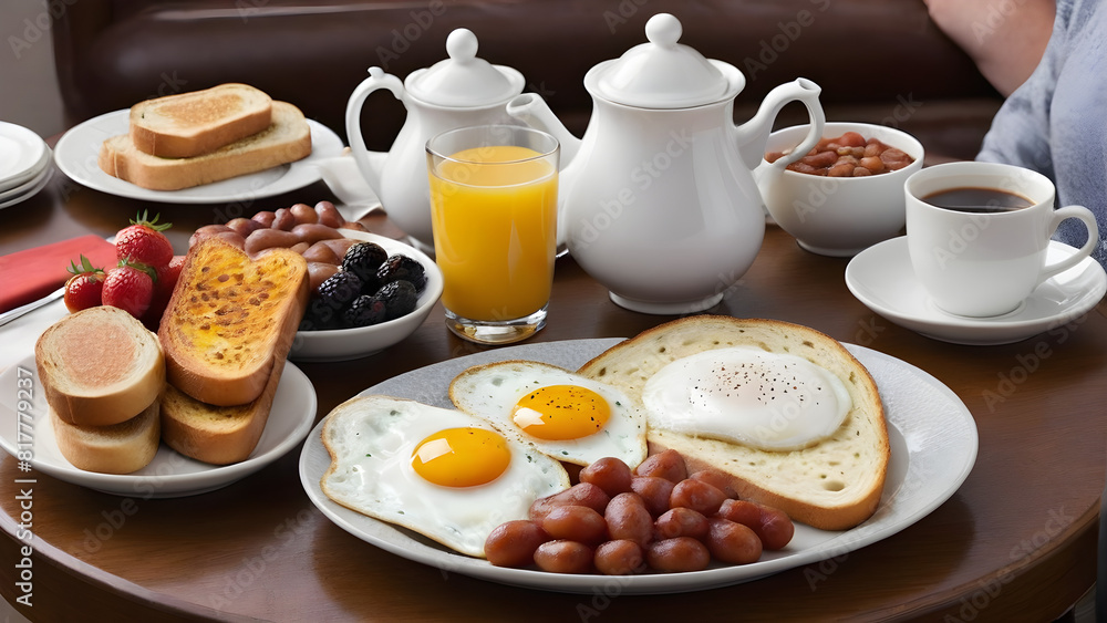 Delicious British breakfast meal, AI generated Delicious British breakfast meal, AI generated
