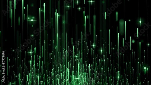 Digital background of glowing green stars and vertical lines on black, creating an atmosphere reminiscent of the matrix movie