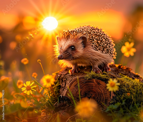  Hedgehog in the garden, deadwood hedge, forest, outdoor