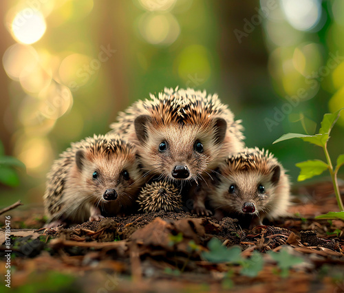  Hedgehog in the garden, deadwood hedge, forest, outdoor