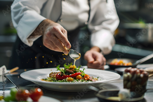 Professional chef cooking in a luxury restaurant