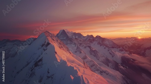 French Alps under a beautiful sunset