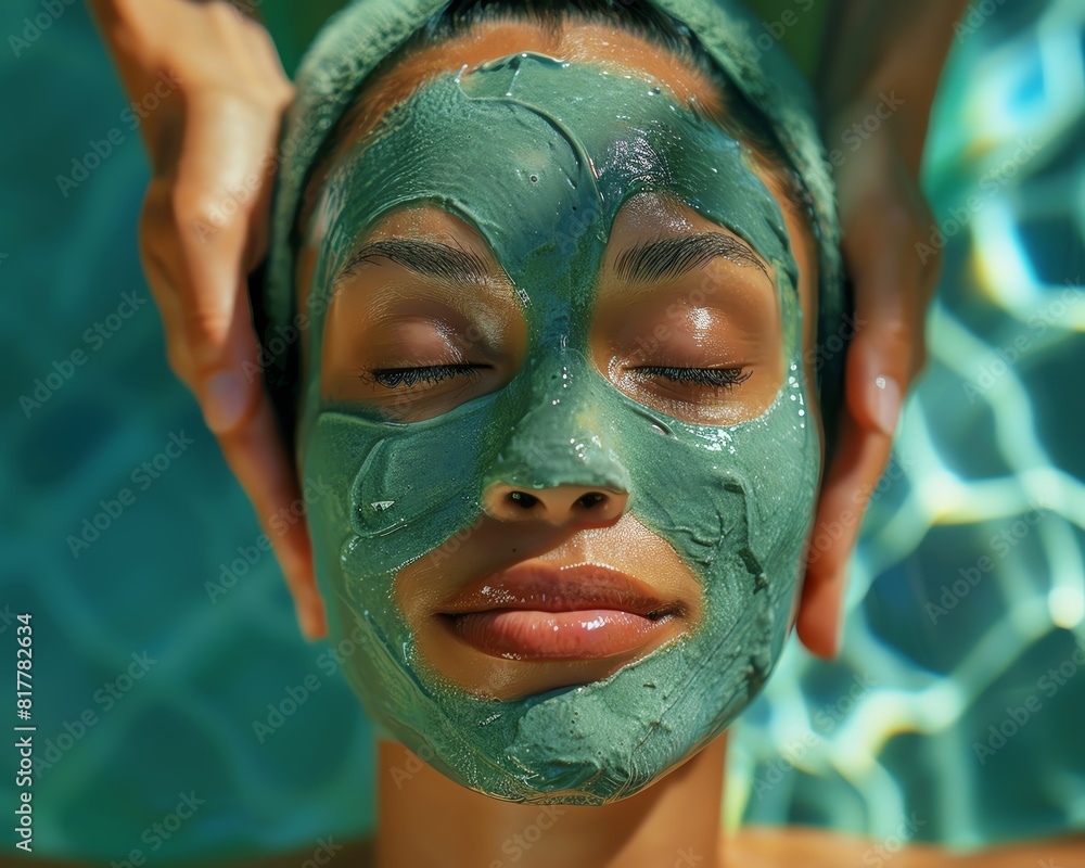 Spa treatment, hands applying a facial mask, focus on, selfcare routine, serene, composite, luxury spa Spa treatment, hands applying a facial mask, focus on, selfcare routine, serene, composite, luxury spa