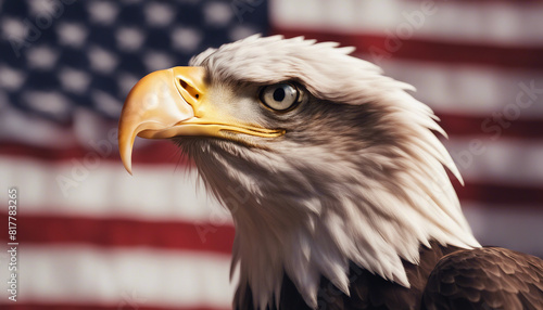 eagle against the American flag while celebrating Independence Day 