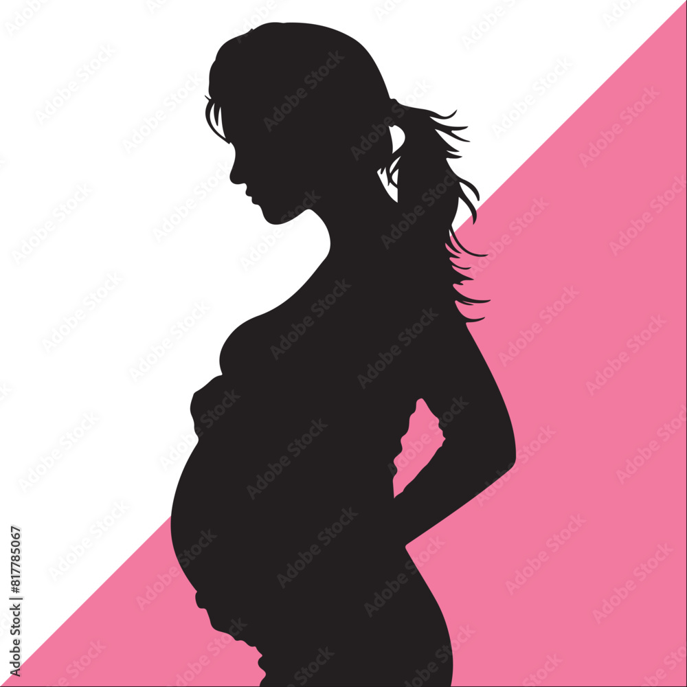 elegant silhouette illustration of pregnant woman's figure, minimalist maternity design for motherhood, childbirth and feminine concepts elegant silhouette illustration of pregnant woman's figure, minimalist maternity design for motherhood, childbirth and feminine concepts