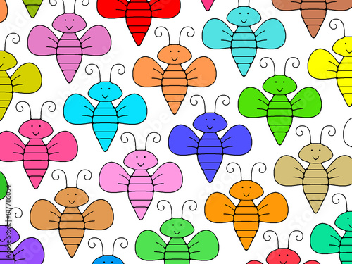Illustration of group of colorful butterflies