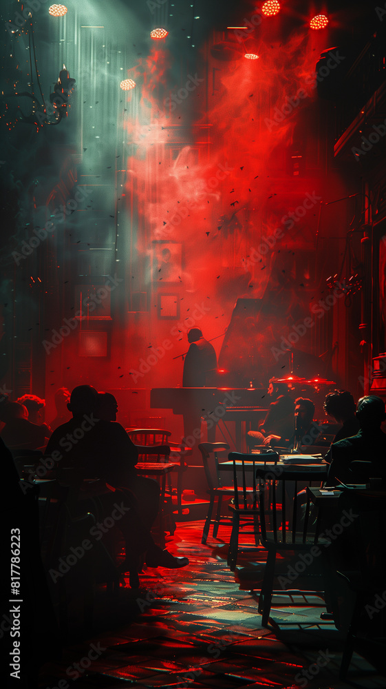 Group of individuals seated at a table in dimly lit surroundings Group of individuals seated at a table in dimly lit surroundings