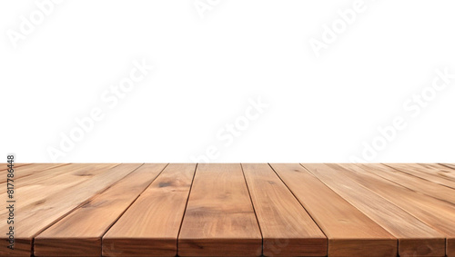 Empty wooden table top Brown For displaying product  The background is transparent.