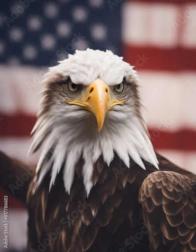 eagle against the American flag while celebrating Independence Day 