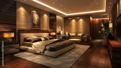 Stylish interior of modern bedroom