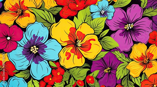 Retro floral print in vibrant colors