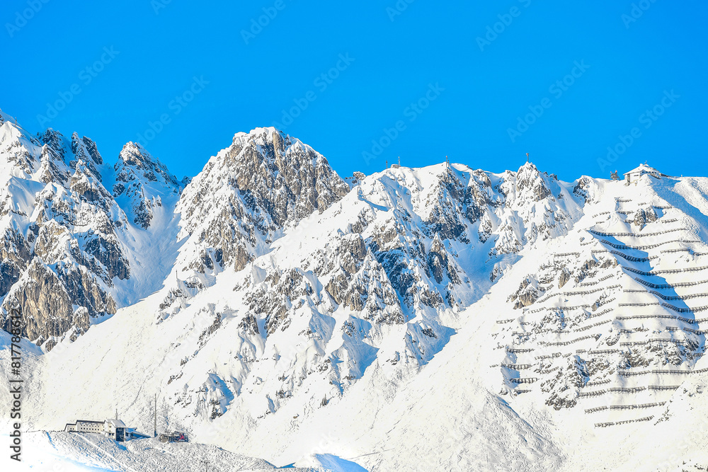 The mountains of the Nordkette surround Innsbruck in Tyrol with the summit Hafelekar The mountains of the Nordkette surround Innsbruck in Tyrol with the summit Hafelekar