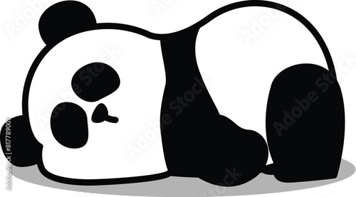 Lazy panda lying down cartoon, vecter illustration